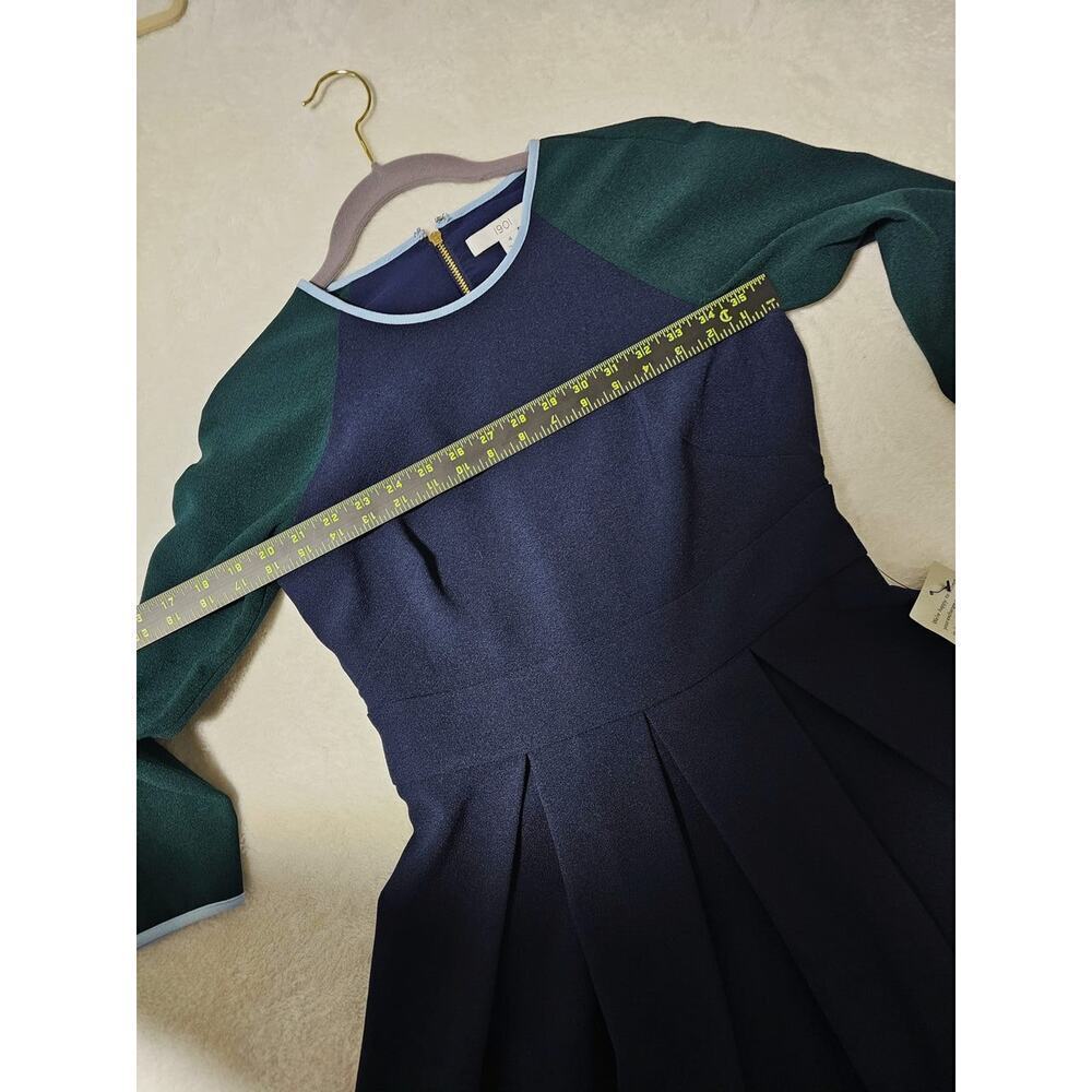 1901 NWT Sz4 Navy Blue Green block pleated fit n flare dress. Formal. Proper - Picture 4 of 16